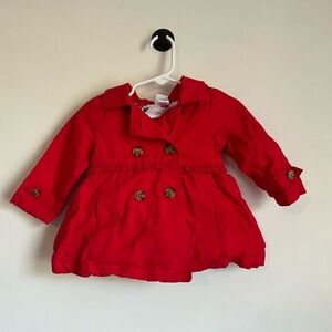 Little Me Baby Girl 12 Months Red Pea Coat with Hood